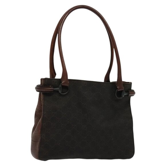 GUCCI GG Canvas Tote Bag Brown Silver 101971 Auth ep7608 - Picture 1 of 16